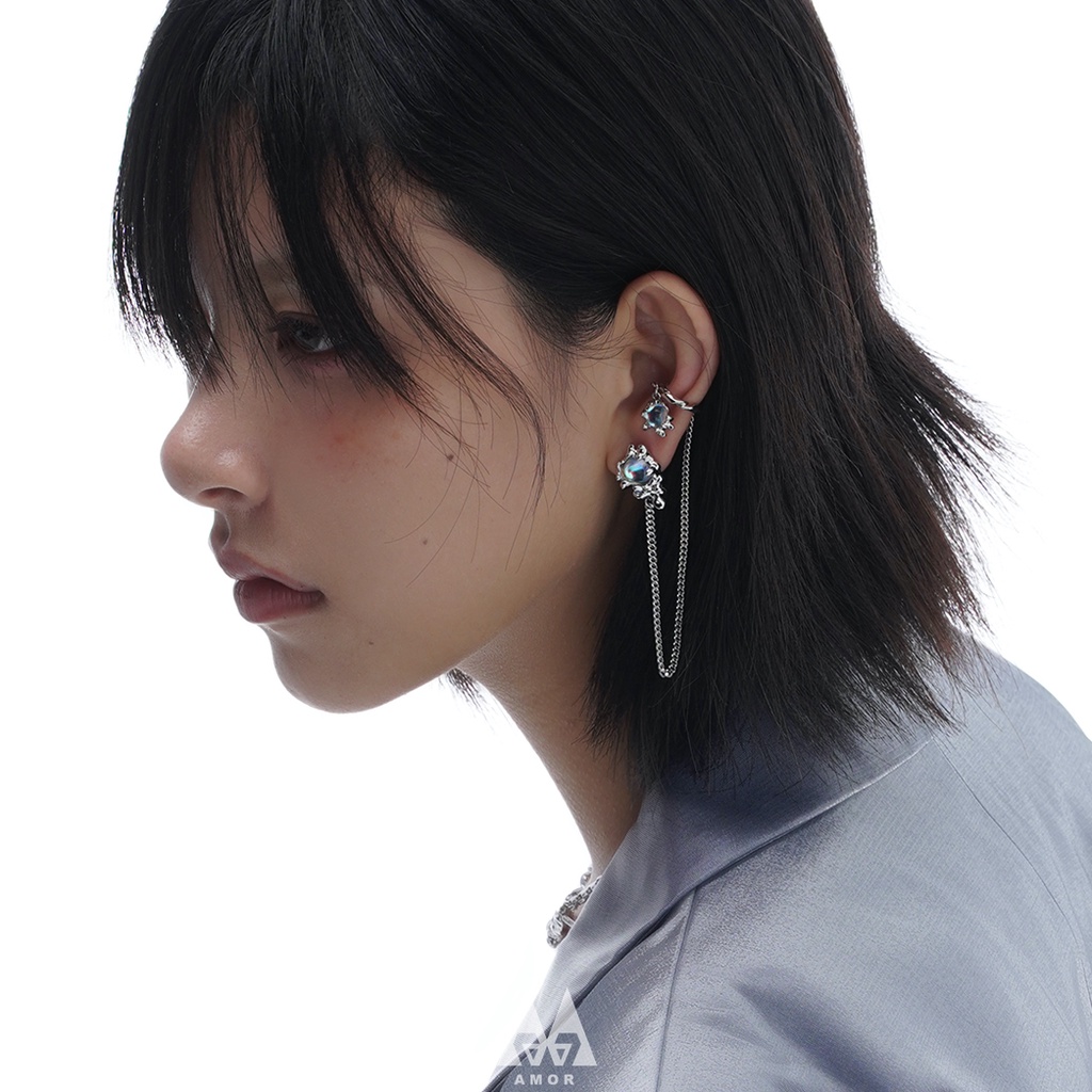 Bông Tai Kẹp Có Đính Đá opal Nhẹ Và Sang Trọng