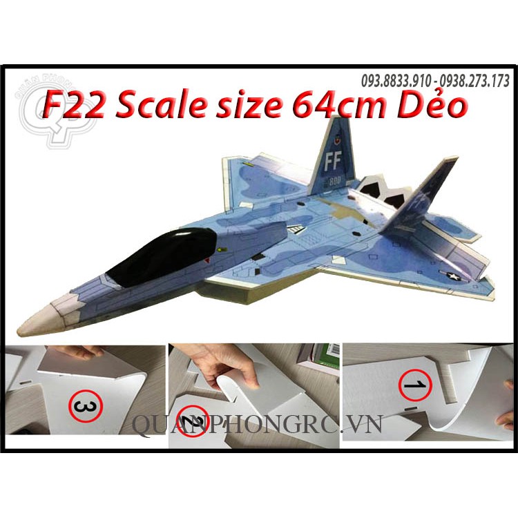 Vỏ Kit dẻo F22 full decal size 64cm