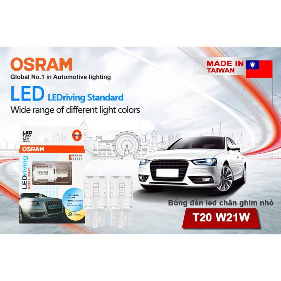 Bóng đèn led chân ghim nhỏ OSRAM STANDARD RETROFIT W21W 12v màu đỏ