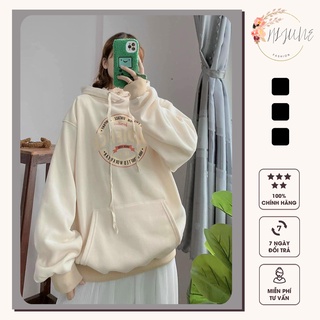 Áo hoodie audience logo chữ tròn form rộng tay bồng nỉ bông unisex hijune hd02