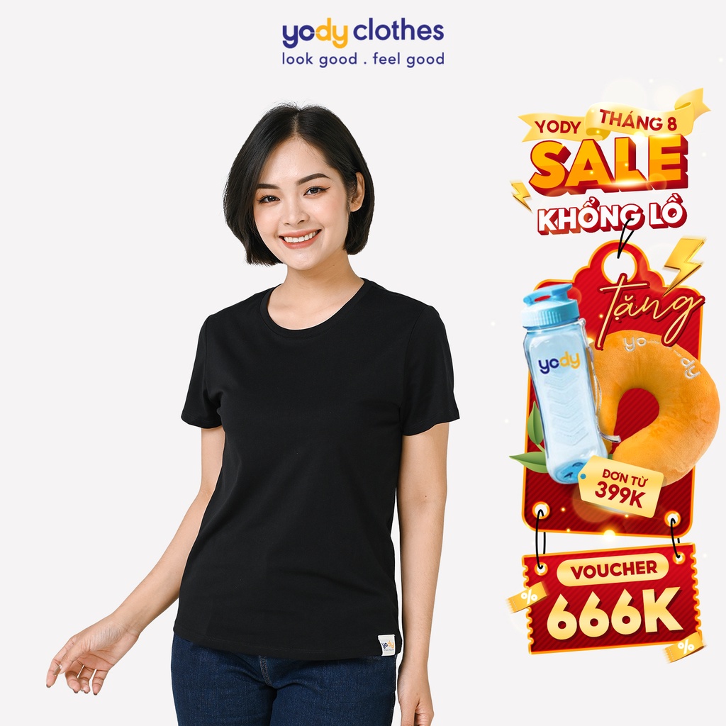 Áo thun cổ tròn nữ YODY cotton vải mềm mại thấm hút tốt TSN5332