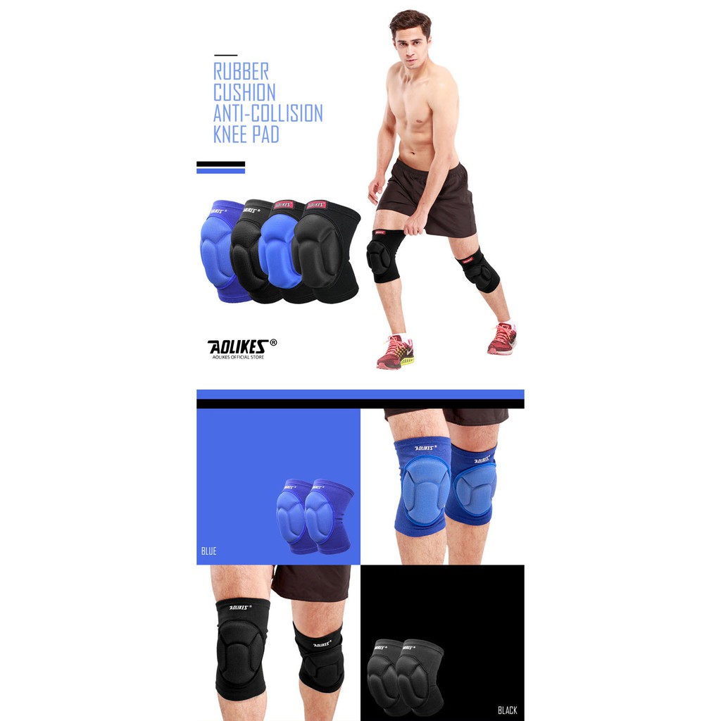 Đai miếng đệm bảo vệ đầu gối AOLIKES A-0217 đàn hồi thoáng khí Rubber cushion anti-collision knee pad