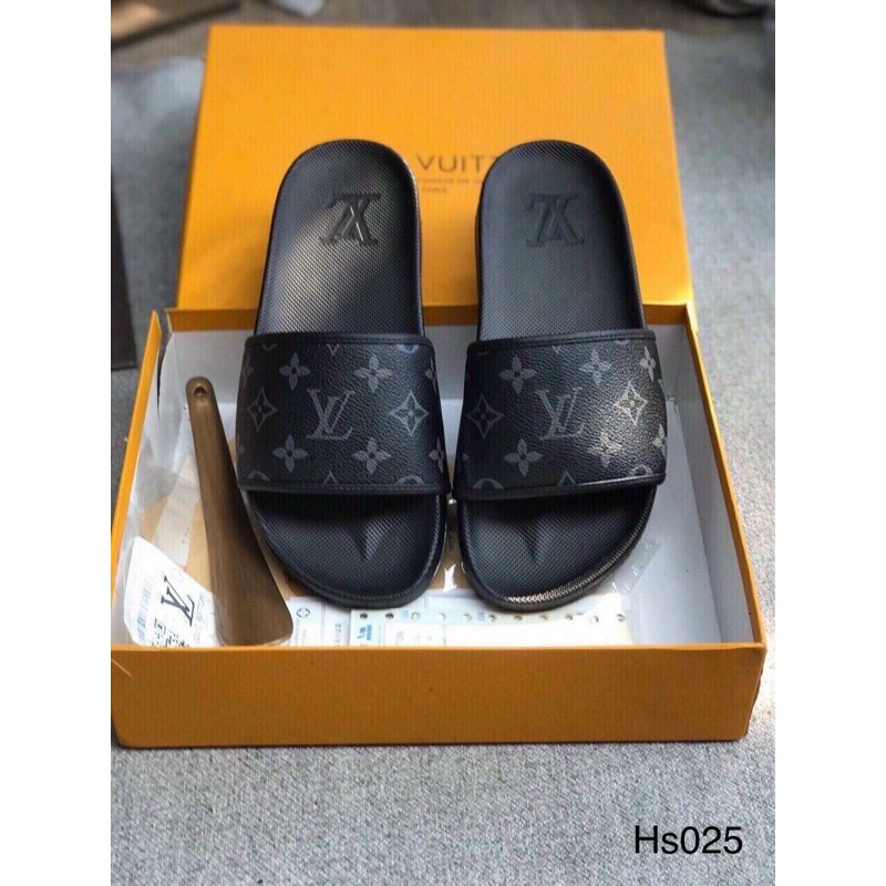 Dép lê nam l v hoa đen M Hs025