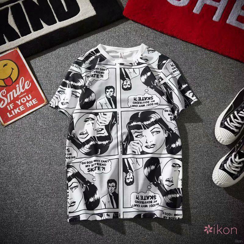 Set quần áo thun nữ dài ngắn cổ tròn học tiết hoạt hình thời trang Hàn