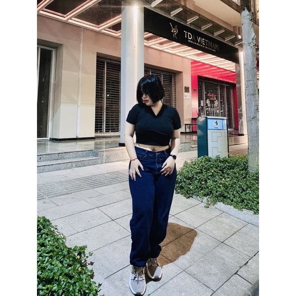 Quần jean nữ lưng cao ống rộng  dáng baggy suông ,quần bò nữ ống đứng ulzzang vải bò dày đẹp