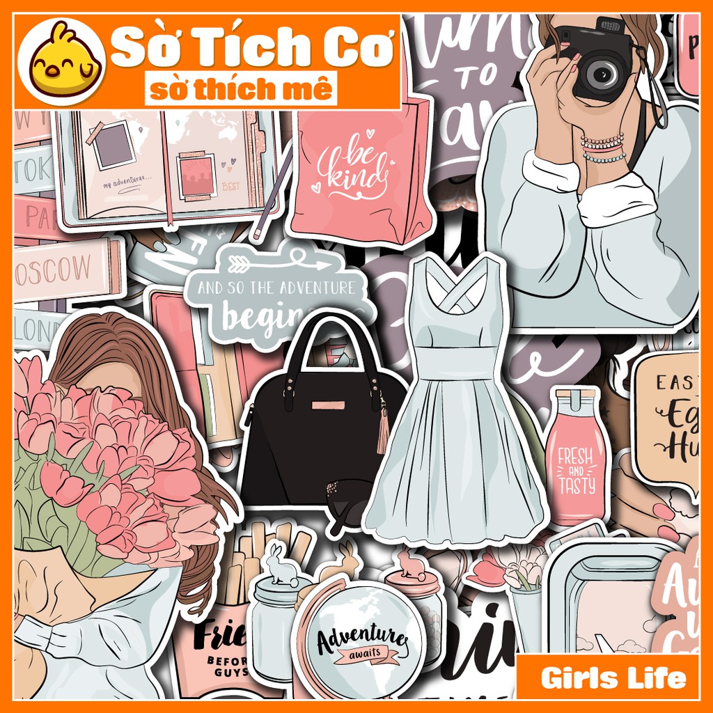 Pink dán điện thoại, laptop, mũ bảo hiểm, guitar, vali MSP: Girl04