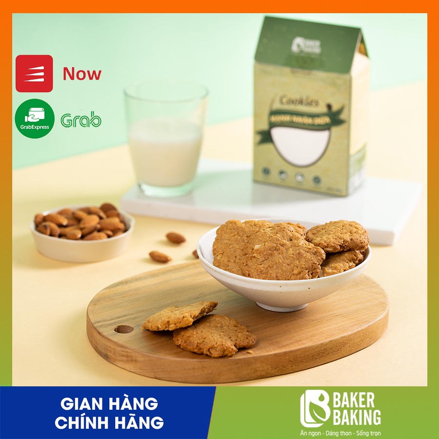 Cookie hạnh nhân dừa cao cấp 500g -  Baker Baking - chính hãng - ăn vặt, giảm cân, mẹ bầu, keto, gym