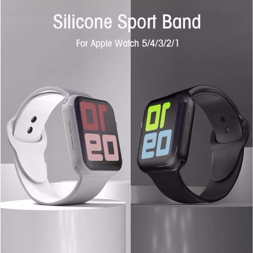 Dây đeo cao su silicon apple watch 38k 2 dây trắng đen