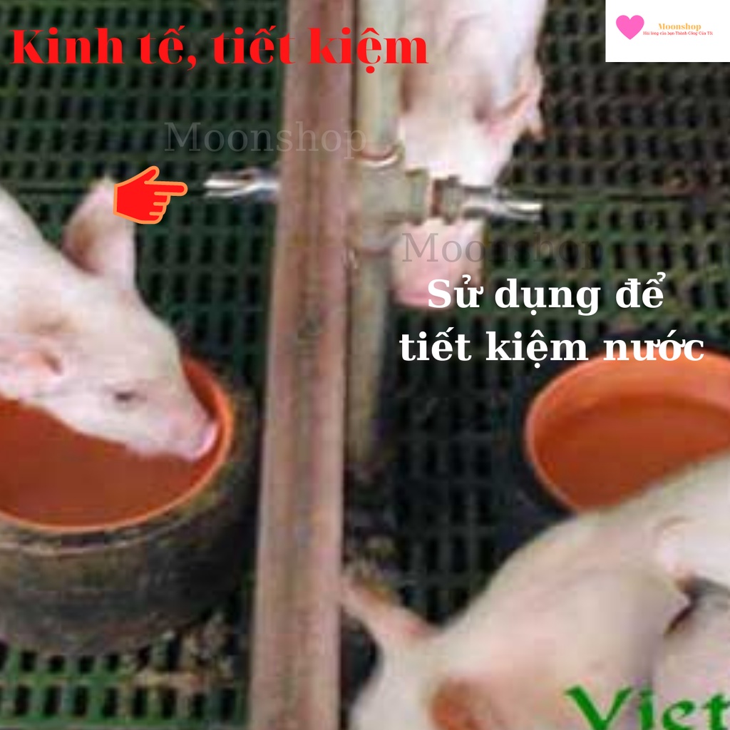 Vòi heo lợn uống nước bằng inox đúc ren ngoài 21, cốt đồng, hàng nhập khẩu, bộ 05 cái Alate store