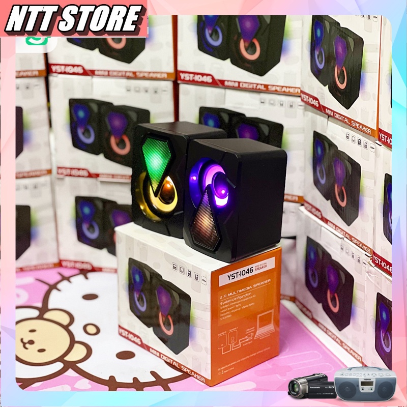 Loa máy tính mini PC Laptop  YST 1046 có led Dùng được cho cả điện thoại và máy tính Bass cực đã giá thành rẻ