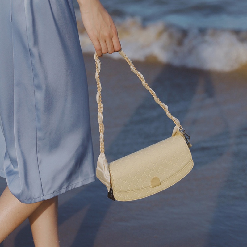 Túi đeo vai IELGY phối lụa họa tiết phong cách Pháp xinh xắn cho nữ