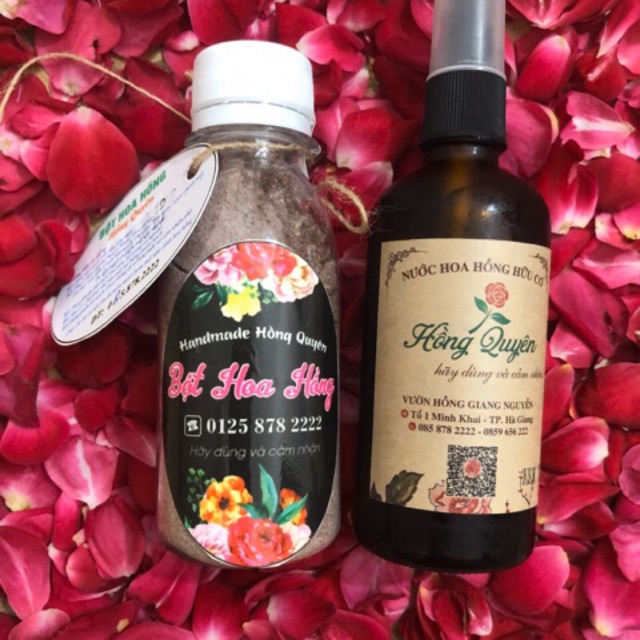 Cặp đôi NƯỚC + BỘT HOA HỒNG Hữu cơ