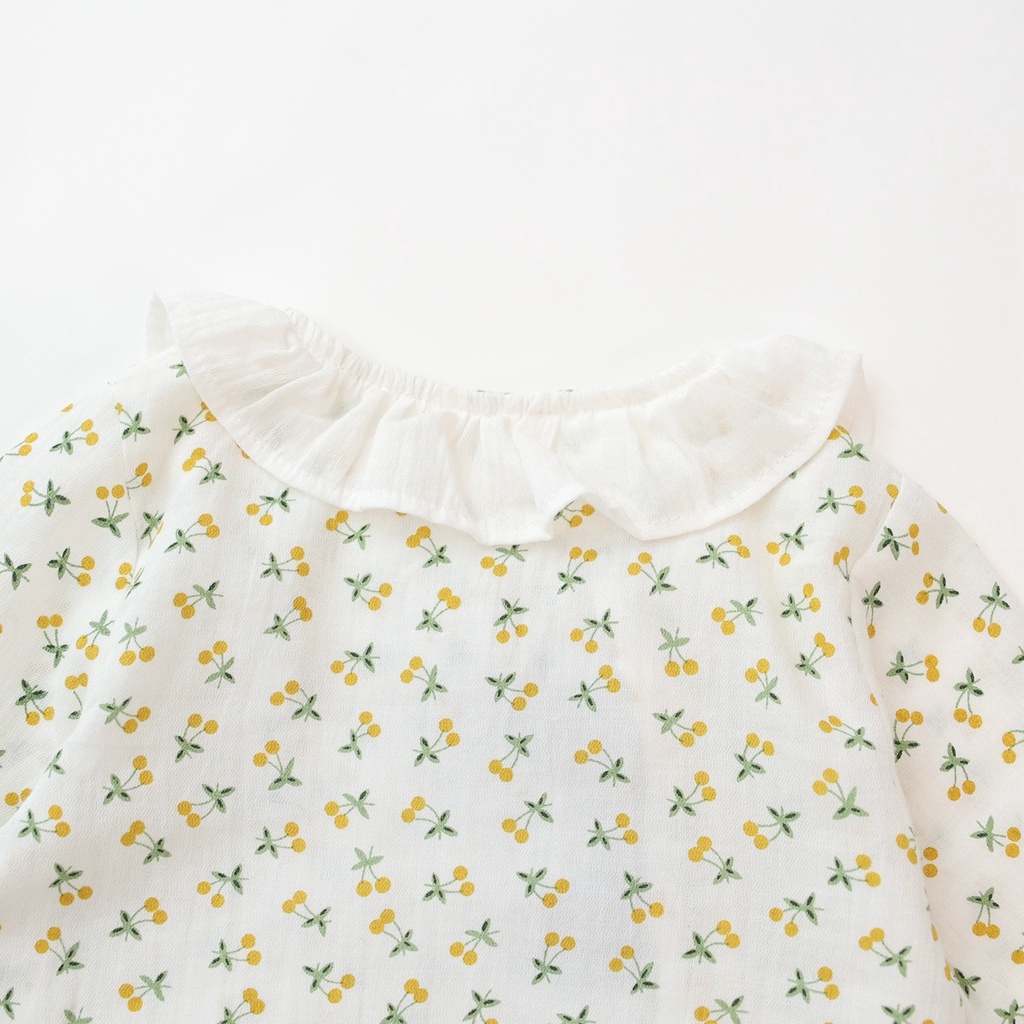 Romper Sanlutoz từ cotton dài tay cho bé gái sơ sinh