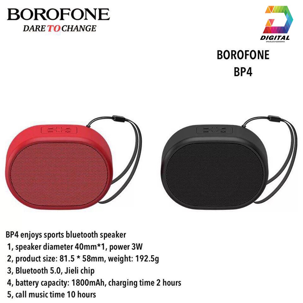 Loa Buetooth Mini Borofone BP4 Chính Hãng có móc treo, nghe nhạc 10 giờ liên tục