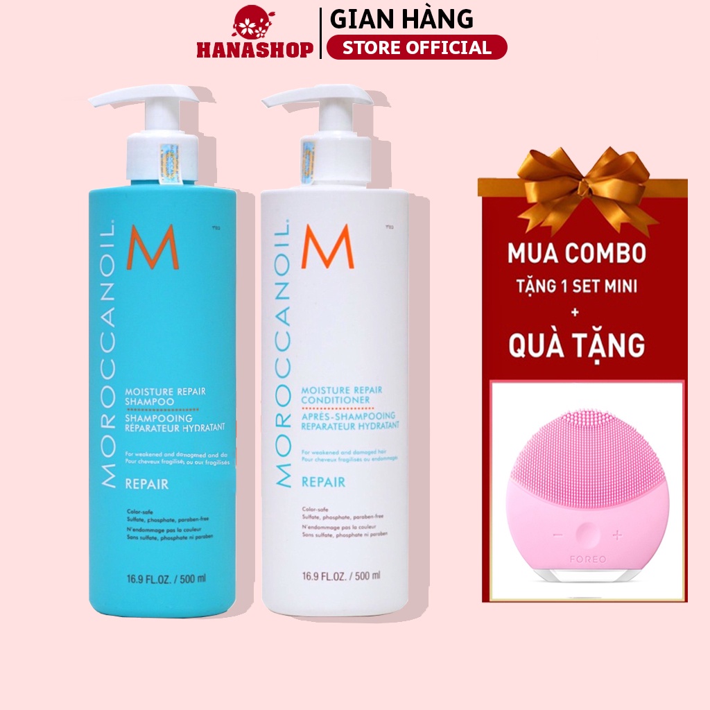 Bộ Dầu Gội và Xả Phục Hồi Tóc Moroccanoil Moisture Repair - Hàng Chính Hãng 500ml