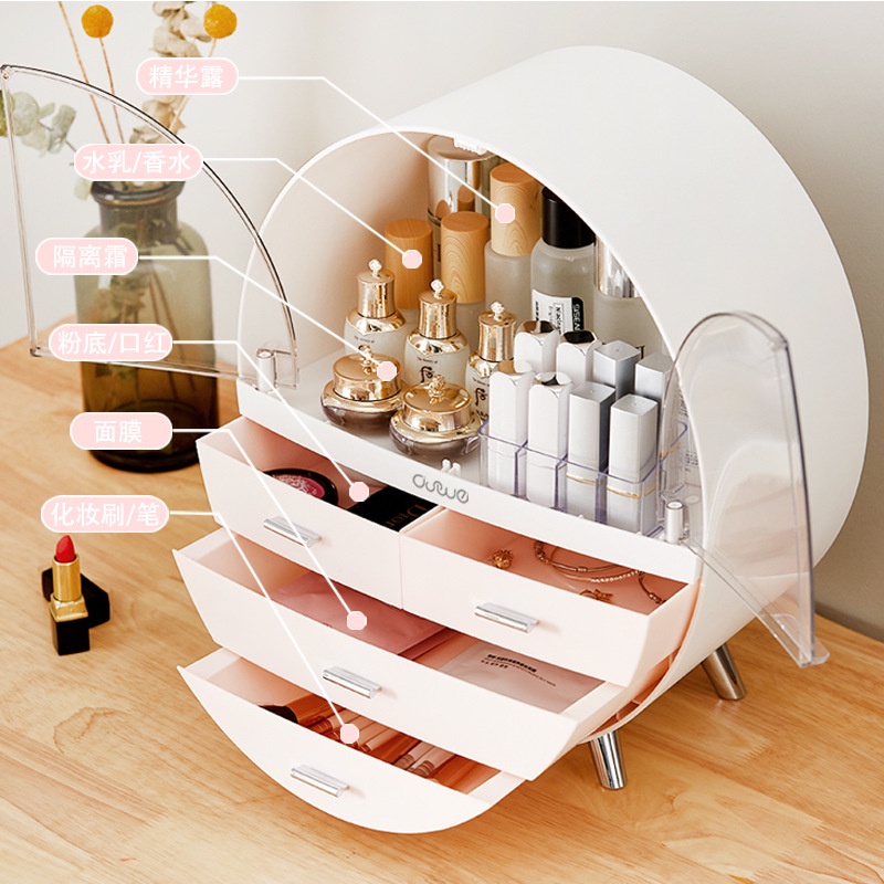 Hộp Đựng Mỹ Phẩm Để Bàn Đa Năng Chống Bụi Tiện Dụng