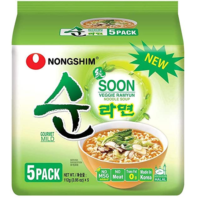 ( Bán sỉ ) Lốc 5 gói Mì chay Nongshim Soon Veggie Ramyun 112gr