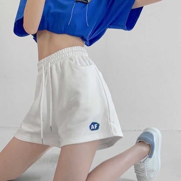 Quần đùi nữ LOZADO quần short nữ cạp chun ống rộng in hình chữ AF chất da cá đẹp Q238