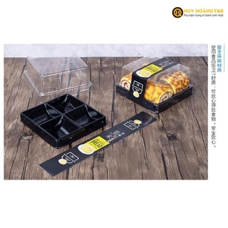 Hộp nhựa đựng bánh B135 đế đen 4 ngăn lốc 50 cái