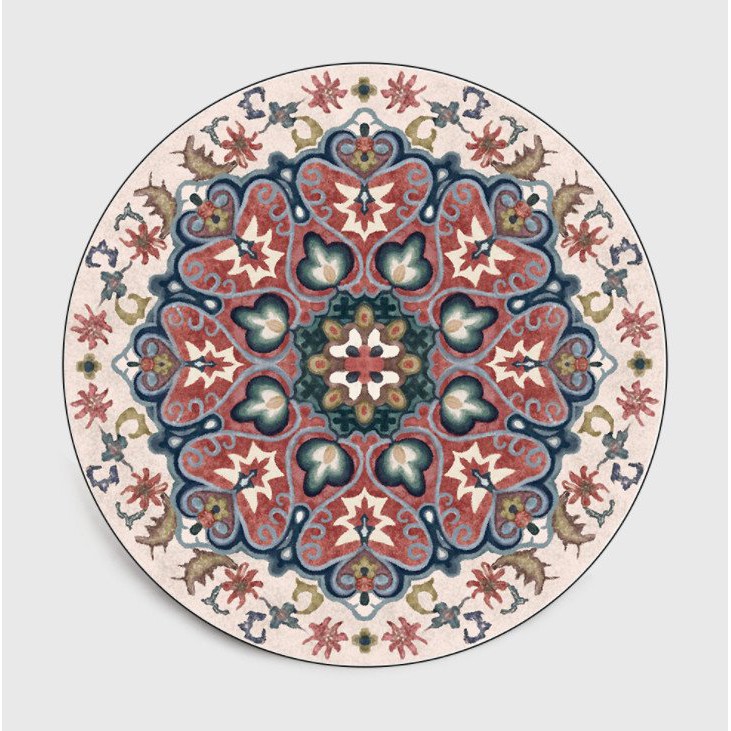 Thảm tròn trải sàn họa tiết cổ điển 80cm sang trọng