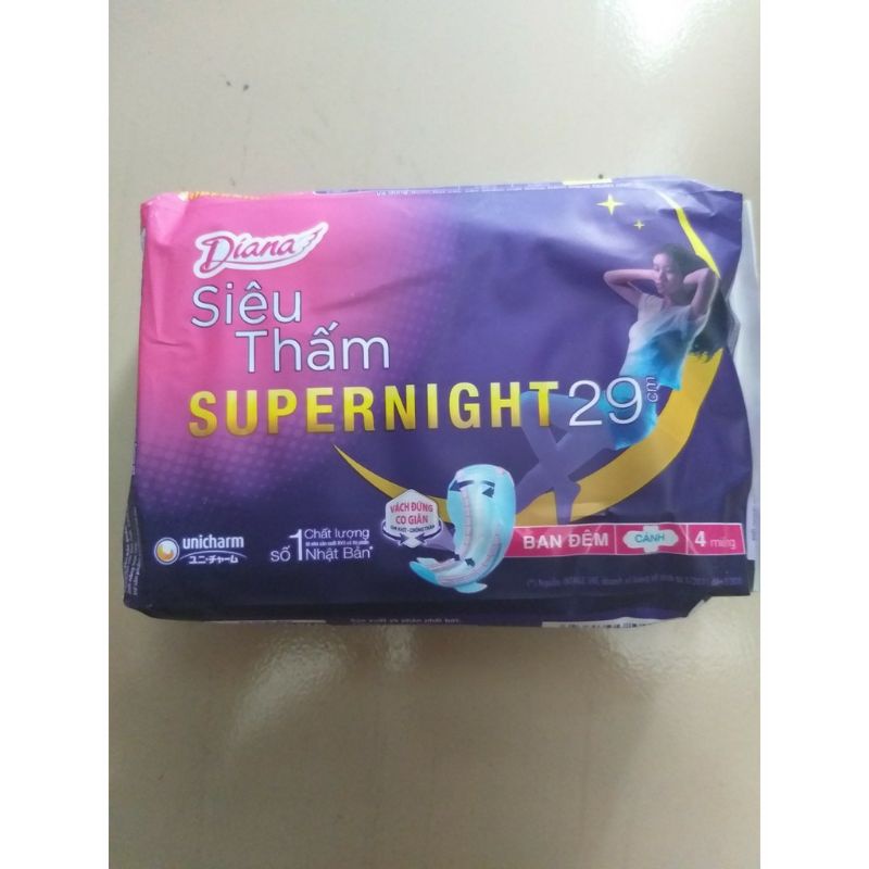 Băng vệ sinh Diana Supernight 29cm - gói 4 miếng