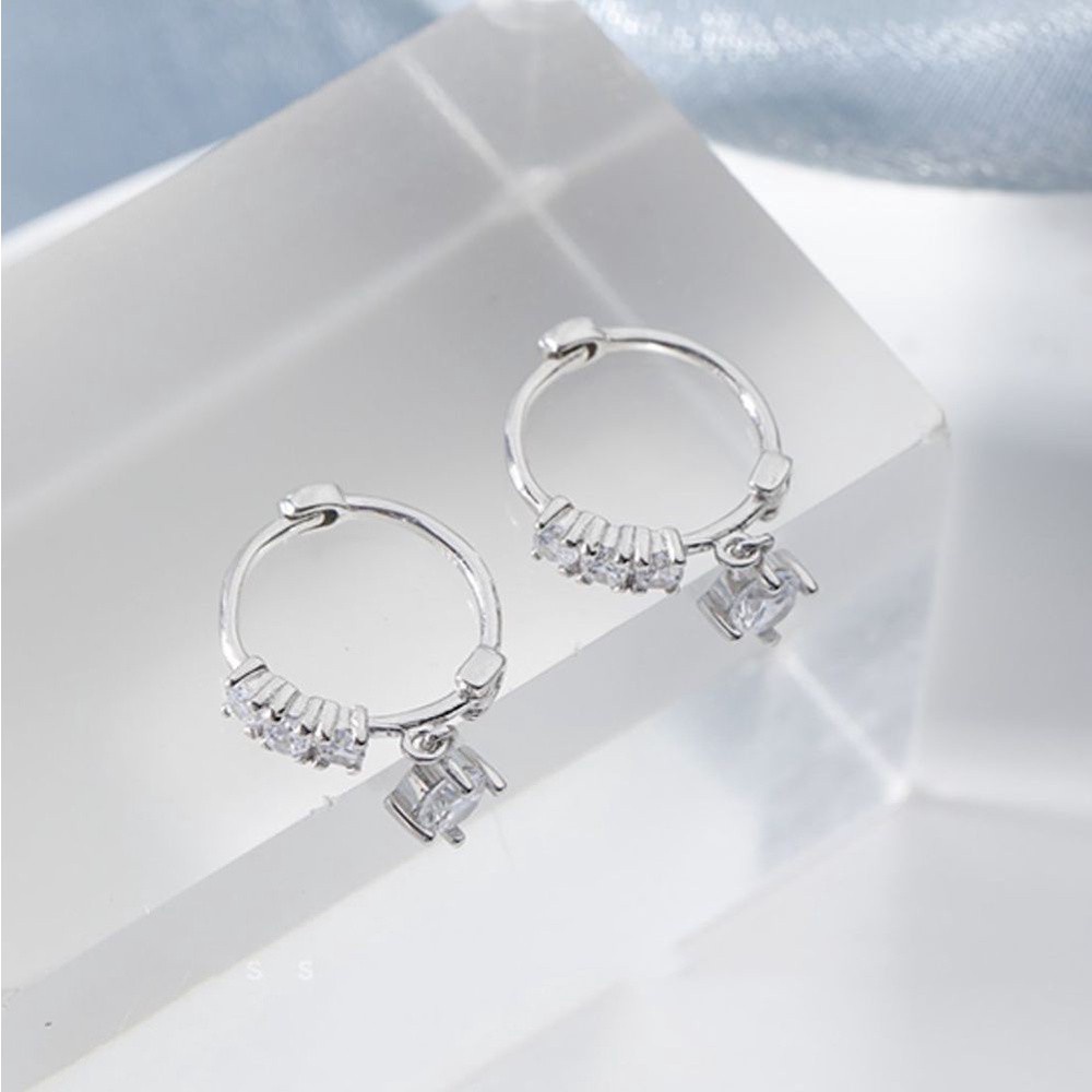 Khuyên Tai Tròn Nhỏ Bằng Hợp Kim Đính Đá Zircon Nhiều Màu Dễ Thương Cho Nữ