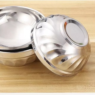 Chén, Bát Ăn Cơm 2 Lớp Inox không ten, Kiểu gợn sóng chống trượt
