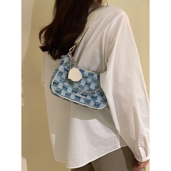 Túi demin 𝗡𝗿𝗲𝘁𝗿𝗼 𝗠𝗮𝗿𝘂𝗸𝗼  phối kèm tag chibi