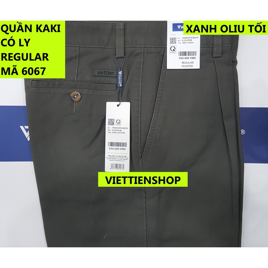 (6067 KKR) QUẦN KAKI VIỆT TIẾN CÓ LY (KO ÔM - REGULAR)