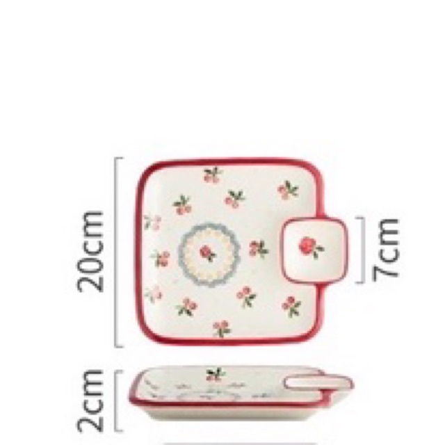 Đĩa đa năng cherry, bát đĩa cherry kèm ngăn chấm, khay cherry tiện lợi (hàng có sẵn)