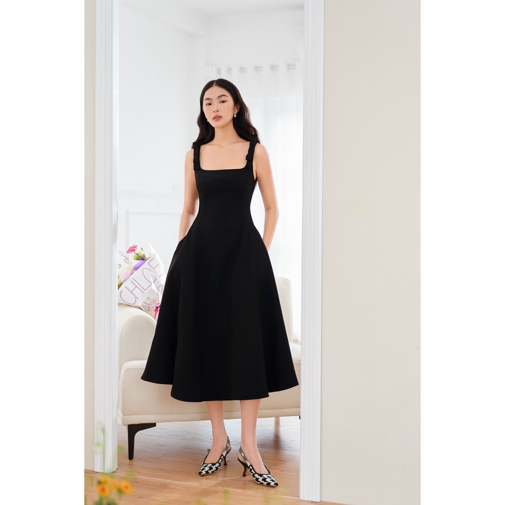 madebyChloé - Đầm 2 dây nơ dọc vai dáng xoè midi CÉCILIA DRESS