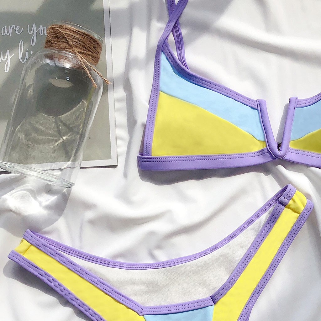 [Mã FACBGO245 giảm 10K đơn bất kì] Set đồ bikini đi biển có đệm lót nâng màu trơn gợi cảm cho nữ | BigBuy360 - bigbuy360.vn