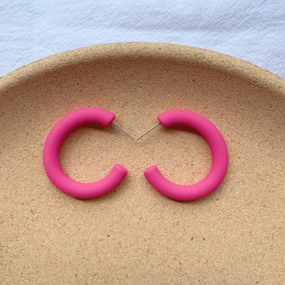 NEEDWAY C-shaped Candy Color Acrylic Matte Geometric Earrings