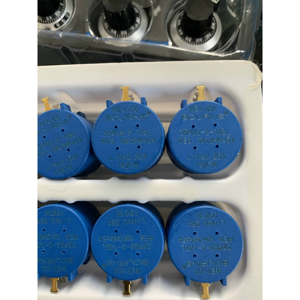 Chiết Áp 10 Vòng MEXICO kèm núm có chia vạch 3590S-2-103L 10K