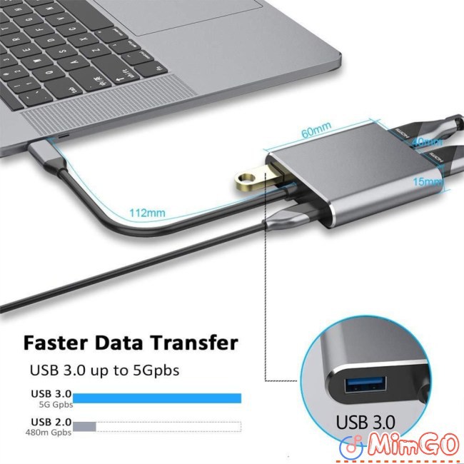 Trạm Docking Trạm Usbc In To Type-C 4 Hdmi + Vga 1