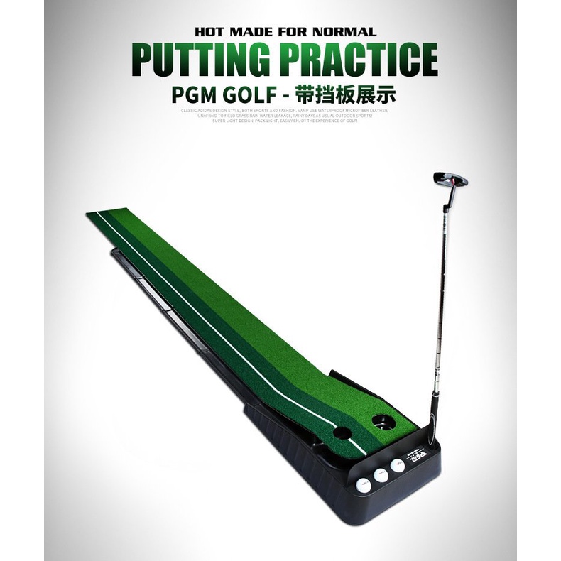 Thảm Tập Golf Putting cao cấp PGM ( có máng trả bóng ngược về vị trí đứng ) - Tặng kèm 5 bóng golf PGM