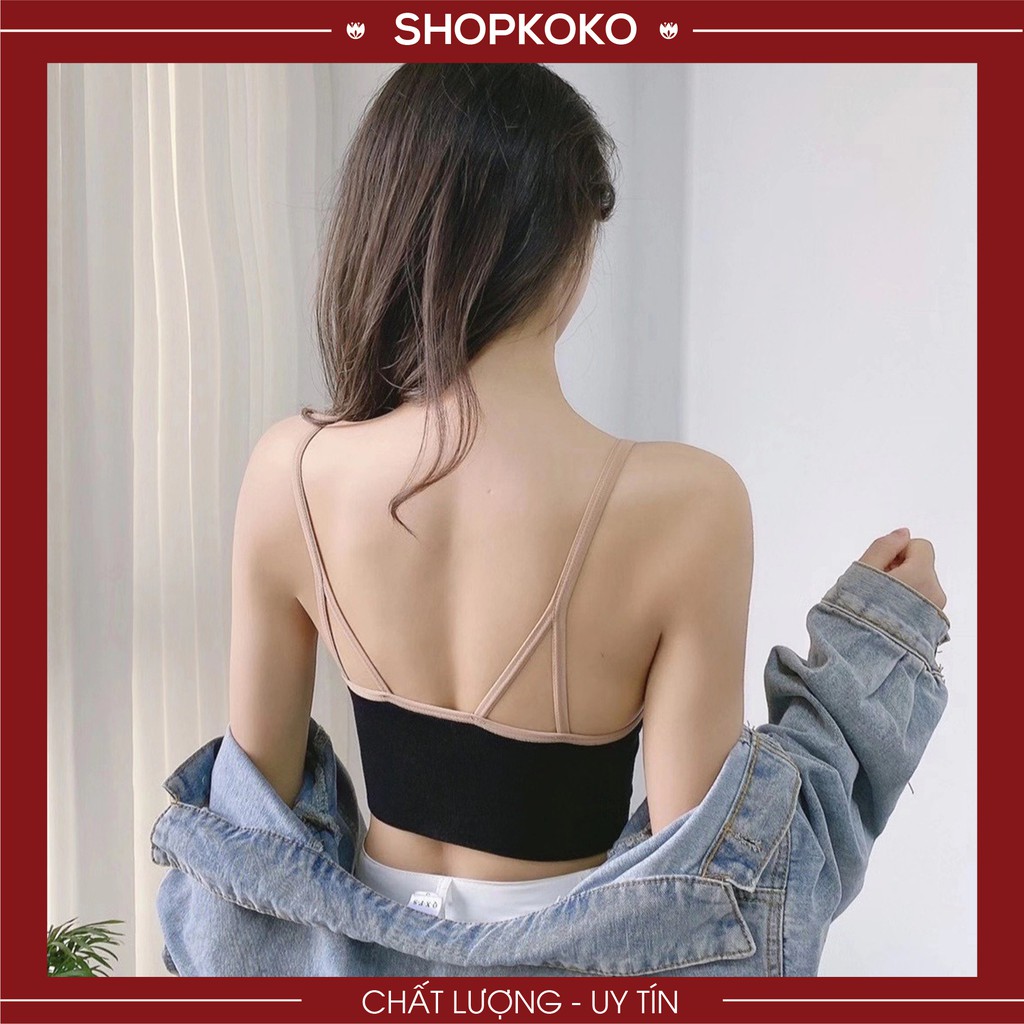 Áo Bra Gân Nữ Cá Tính 2 Dây Cỗ V Khóa Kéo Trước, Áo Croptop Đẹp Cotton Mềm Mịn - M20270