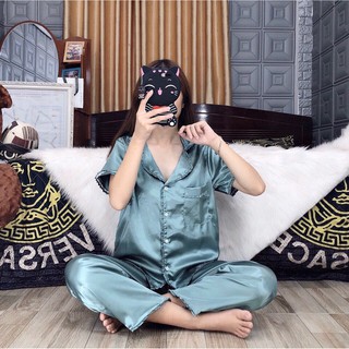 SET BỘ PHI LỤA BÈO VIỀN BÓNG TAY NGẮN QUẦN DÀI