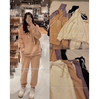 (Ảnh thật) Set hoodie kèm quần jogger nỉ bông dày dặn, dây rút bản to the.sweaterweather TSW