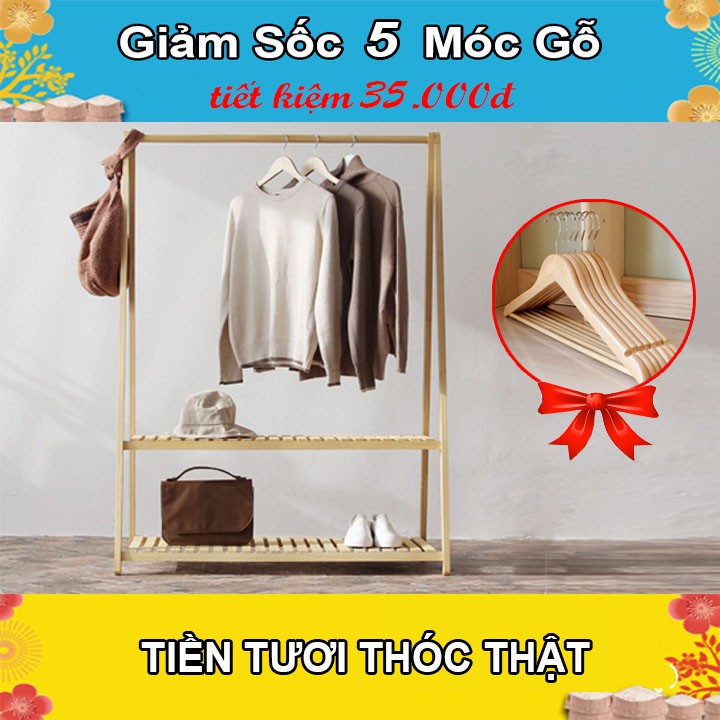 Kệ treo quần áo chữ A 2 tầng gỗ thông và MDF công nghiệp - Trang trí decor phòng ngủ, shop thời trang - Gặp lỗi 1 đổi 1