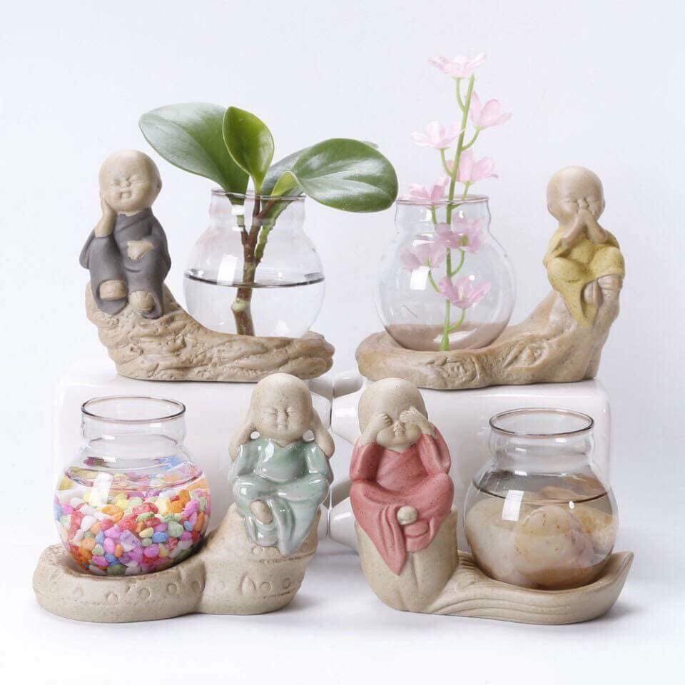 SET 4 CHÚ TIỂU TỨ KHÔNG KÈM BÌNH THỦY TINH TRỒNG CÂY PHONG THỦY