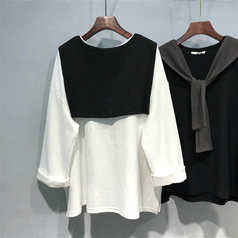 Áo thun tay dài dáng rộng phối dây thiết kế xinh xắn thời trang dành cho nữ