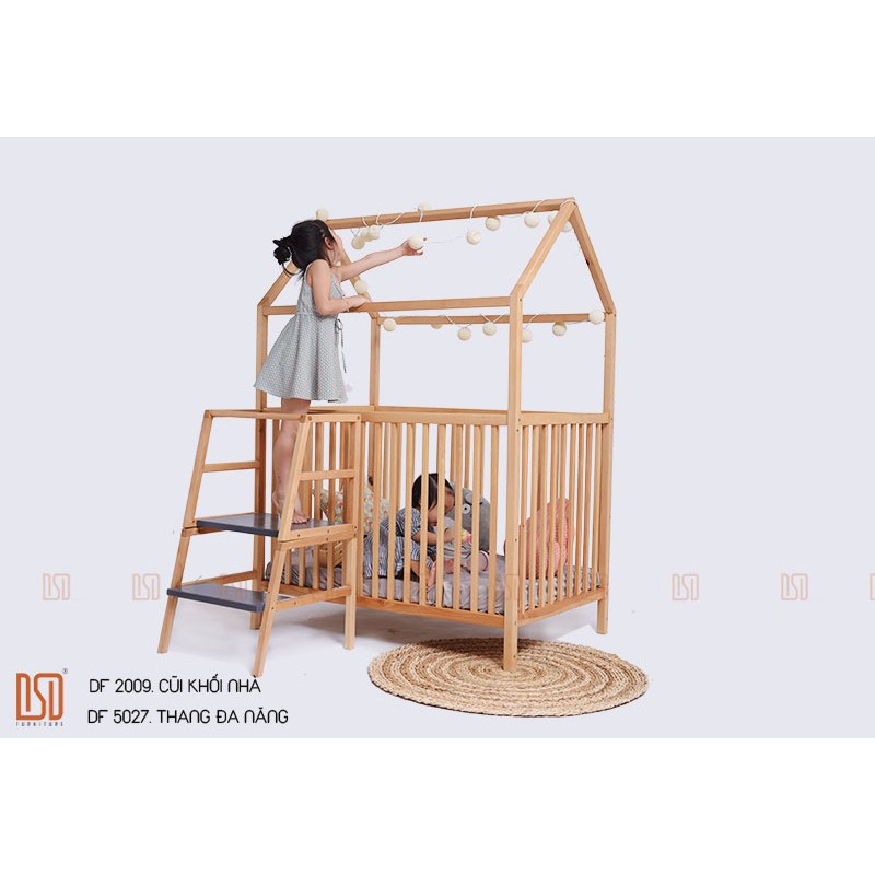 Cũi cho bé 🛑FREESHIP🛑 Cũi gỗ trẻ em thông minh điều chỉnh độ cao [ Nguyên liệu 100% gỗ tự nhiên cao cấp nhập khẩu ] | BigBuy360 - bigbuy360.vn