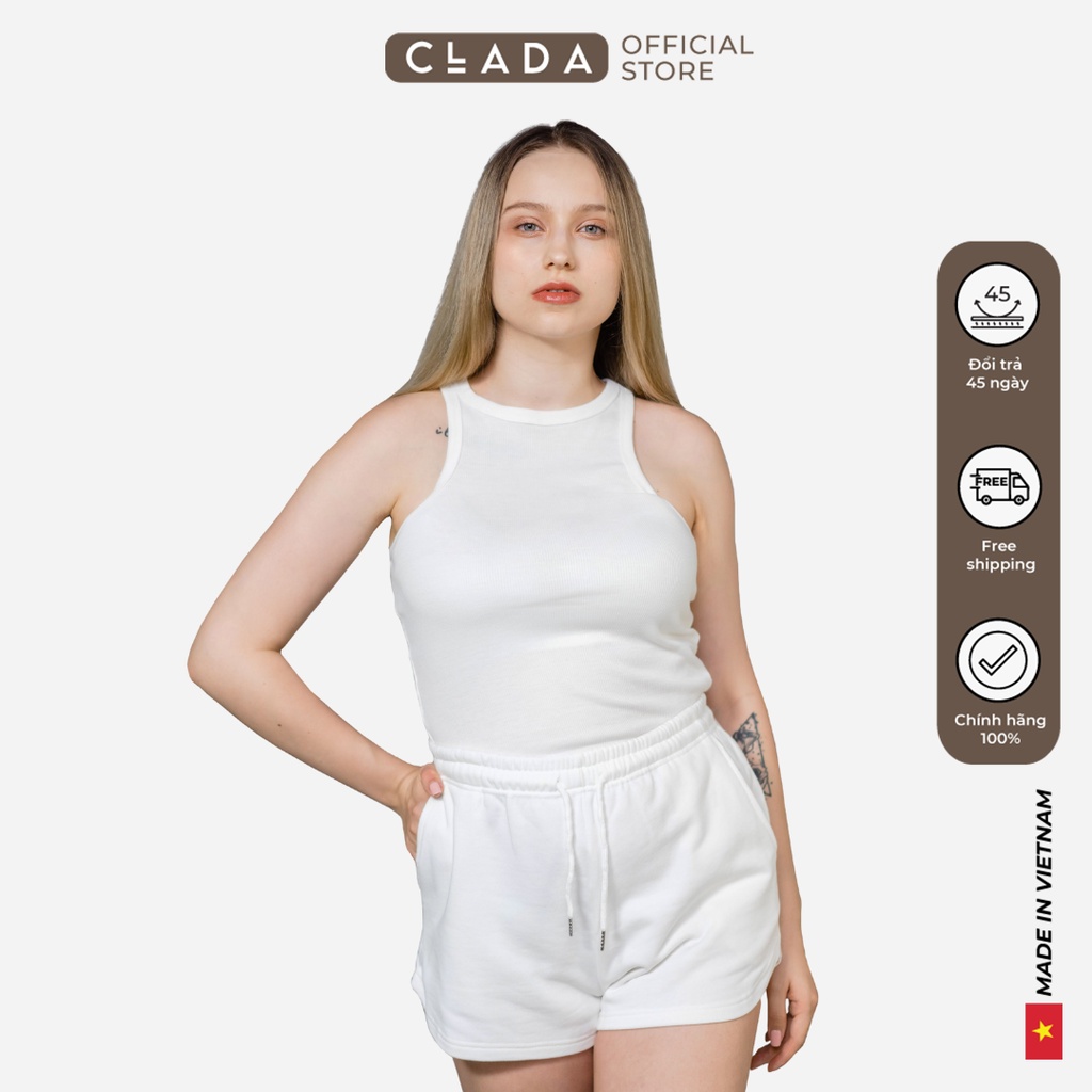 Áo ba lỗ len tăm nữ thương hiệu CLADA - Trắng