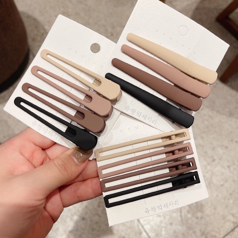 Set 4 Kẹp Tóc Kim Loại Màu Trà Sữa BB Gradient Phong Cách Hàn Quốc Đáng Yêu Thời Trang Nữ