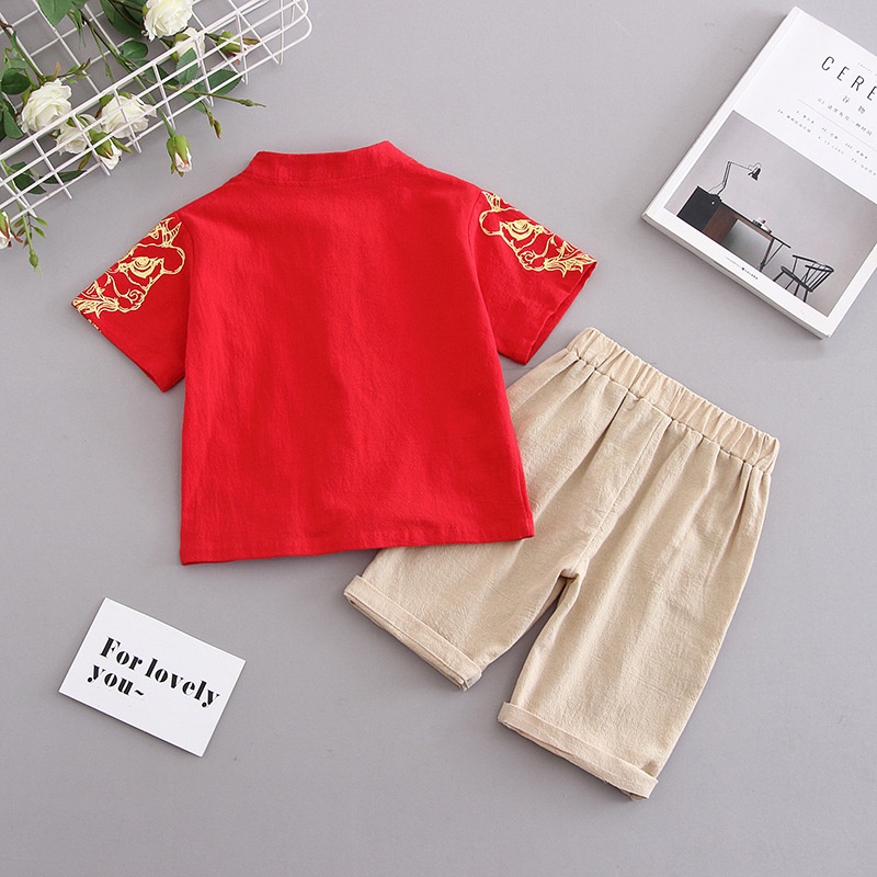 Bộ Đồ Hán Phục Năm Mới Vải Cotton Lanh Kiểu Trung Hoa Retro Cá Tính Cho Bé Trai
