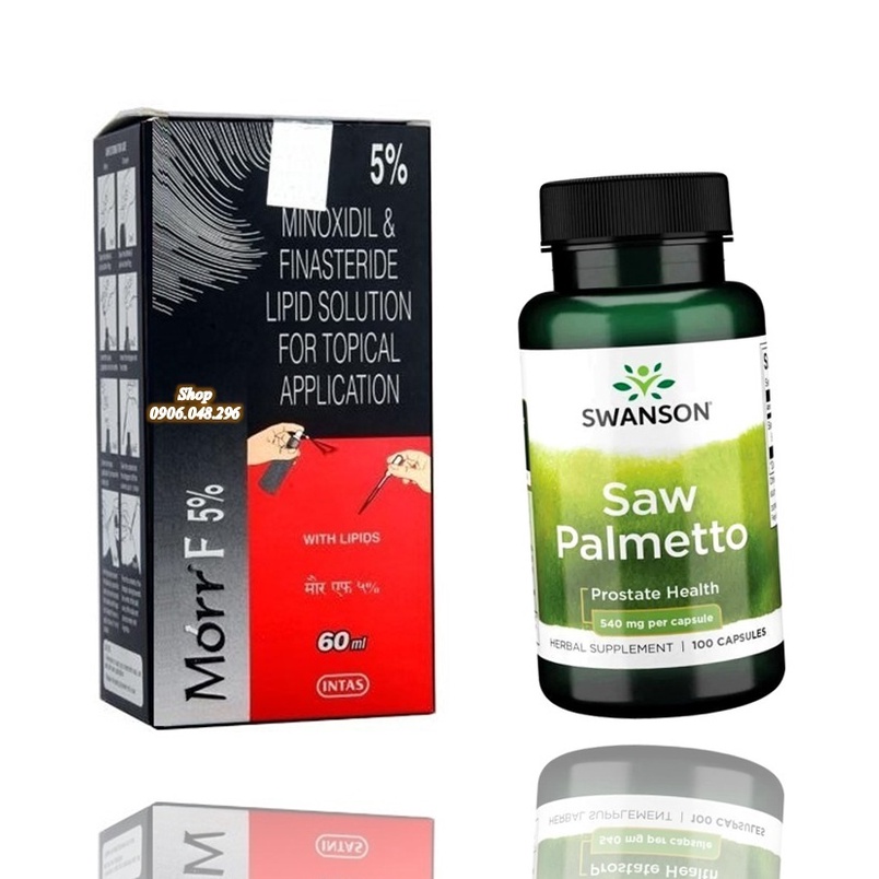 Sản phẩm thoa ngoài mọc tóc Morr F5% minoxidil &amp; Finasteride  Ấn Độ, và Cọ lùn Bắc Mỹ Saw Palmetto cho Nam giới rụng tóc