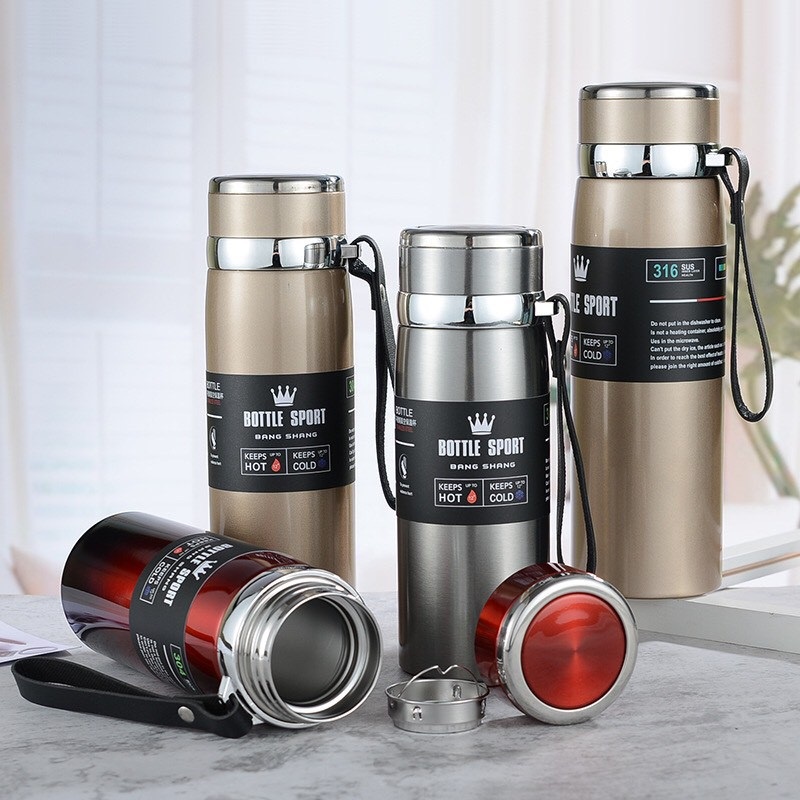 Bình Giữ Nhiệt Inox BOTTLE SPORT Dung Tích 800ml Có Nắp Lọc Trà Lõi Thép Chống Gỉ Cao Cấp