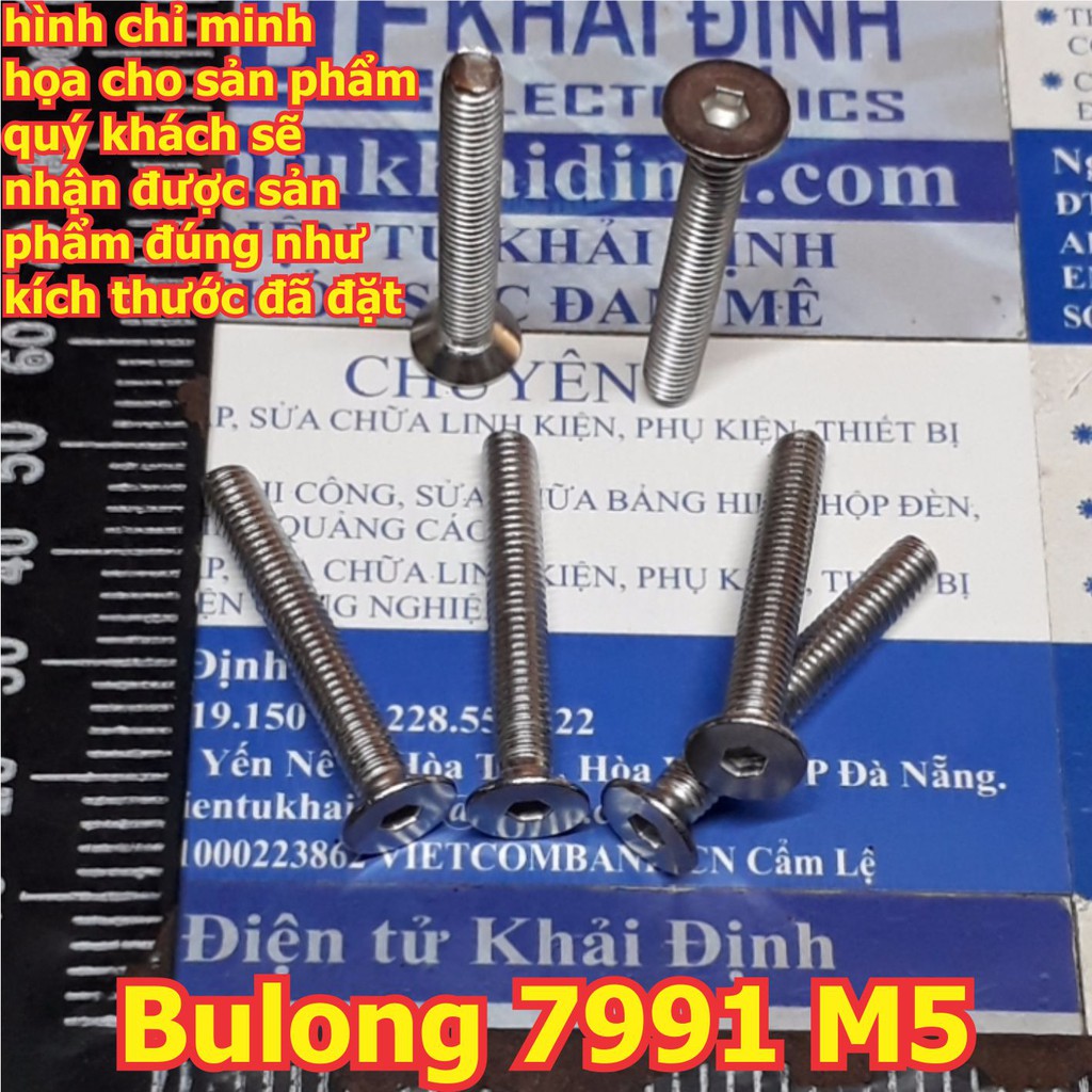 bulong, vít pake DIN7991, đầu bằng, lỗ lục giác chìm, inoc inox 201 M5 các loại dài 8mm ~ 50mm kde6246