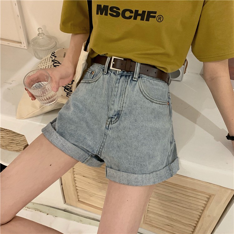 Xiaozhainv Quần sọt Denim lưng cao phong cách Hàn Quốc | BigBuy360 - bigbuy360.vn
